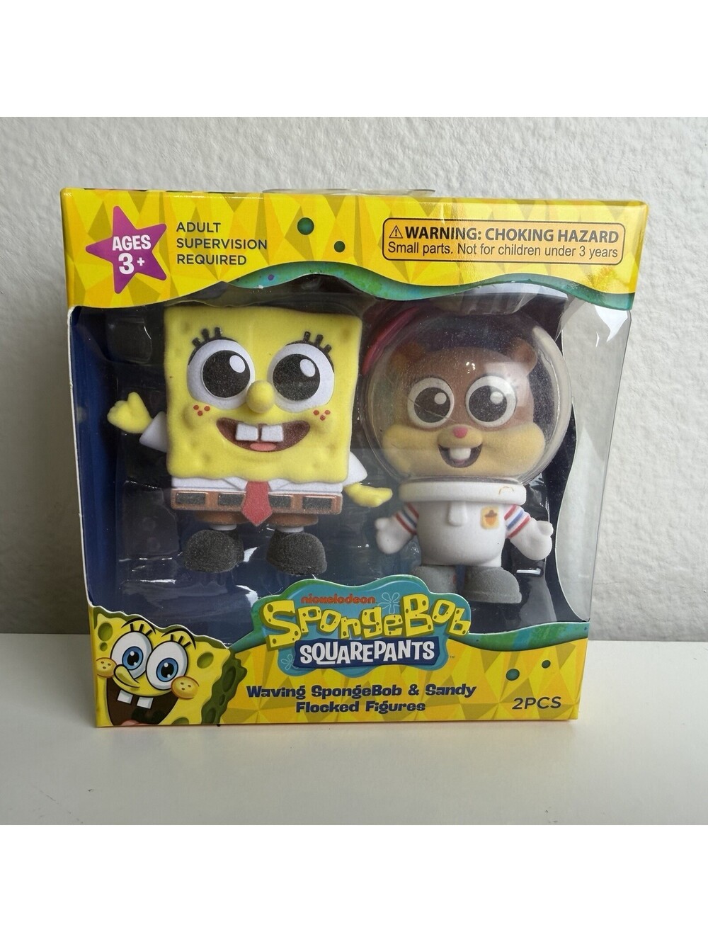 Nickelodeon SpongeBob Waving SpongeBob & Sandy Flocked Figures 2-Pack New In Box